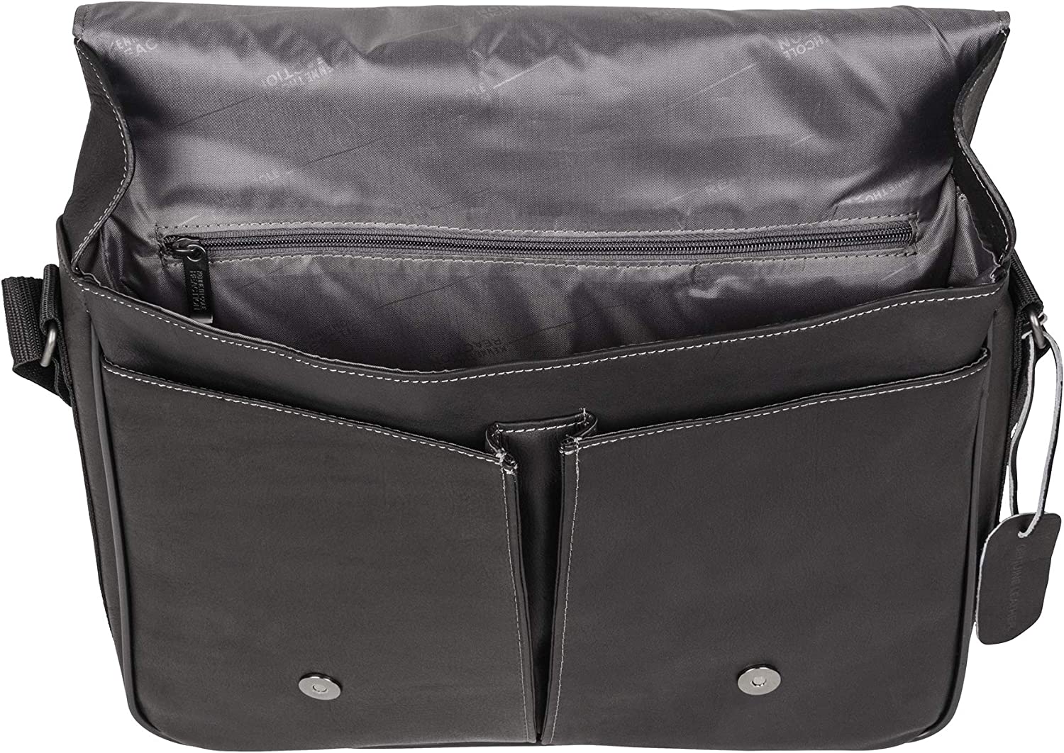Kenneth Cole REACTION Risky Business Messenger Full-Grain Colombian Leather Crossbody Laptop Case & Tablet Day Bag - Image 9